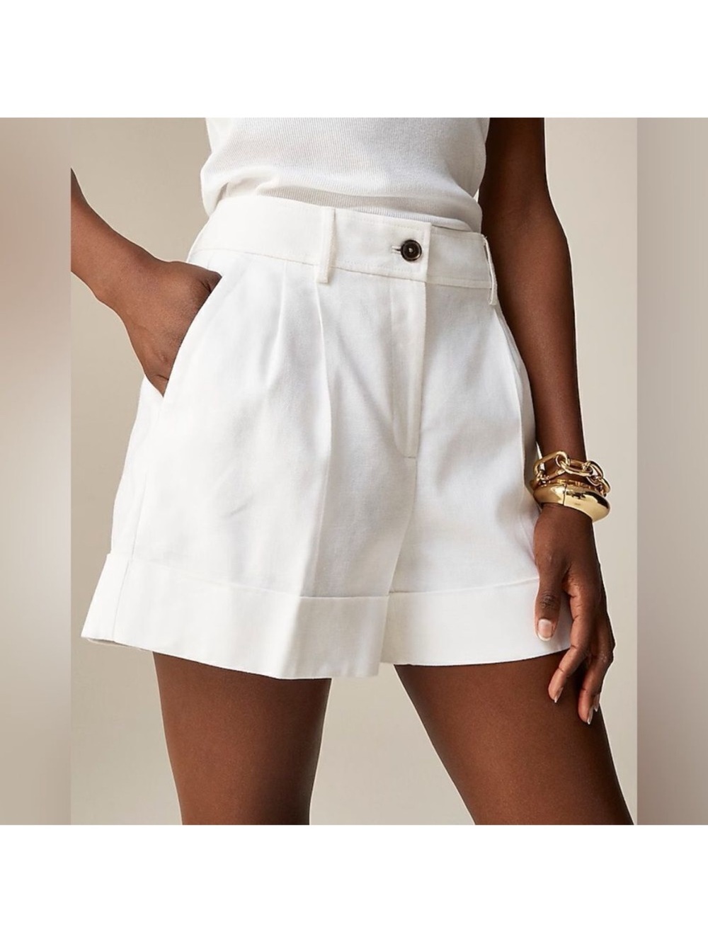 J. Crew Remi Tailored Short in Stretch Linen Blend. White. Women’s size 2 - Picture 3 of 13